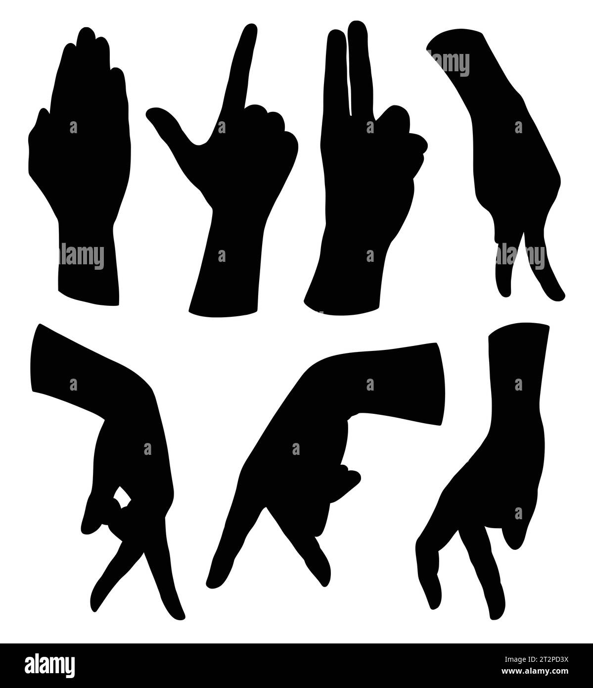 hand sign and symbol fingers gesture silhouette Stock Vector Image