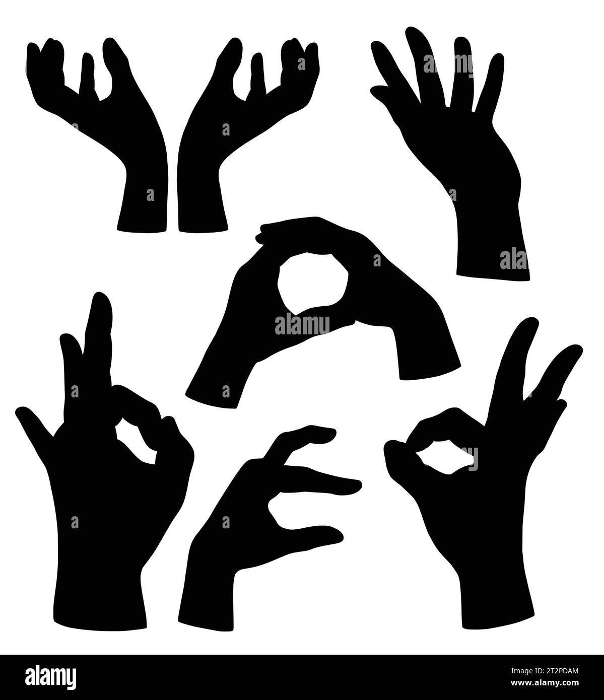 hand sign and symbol fingers gesture silhouette Stock Vector Image