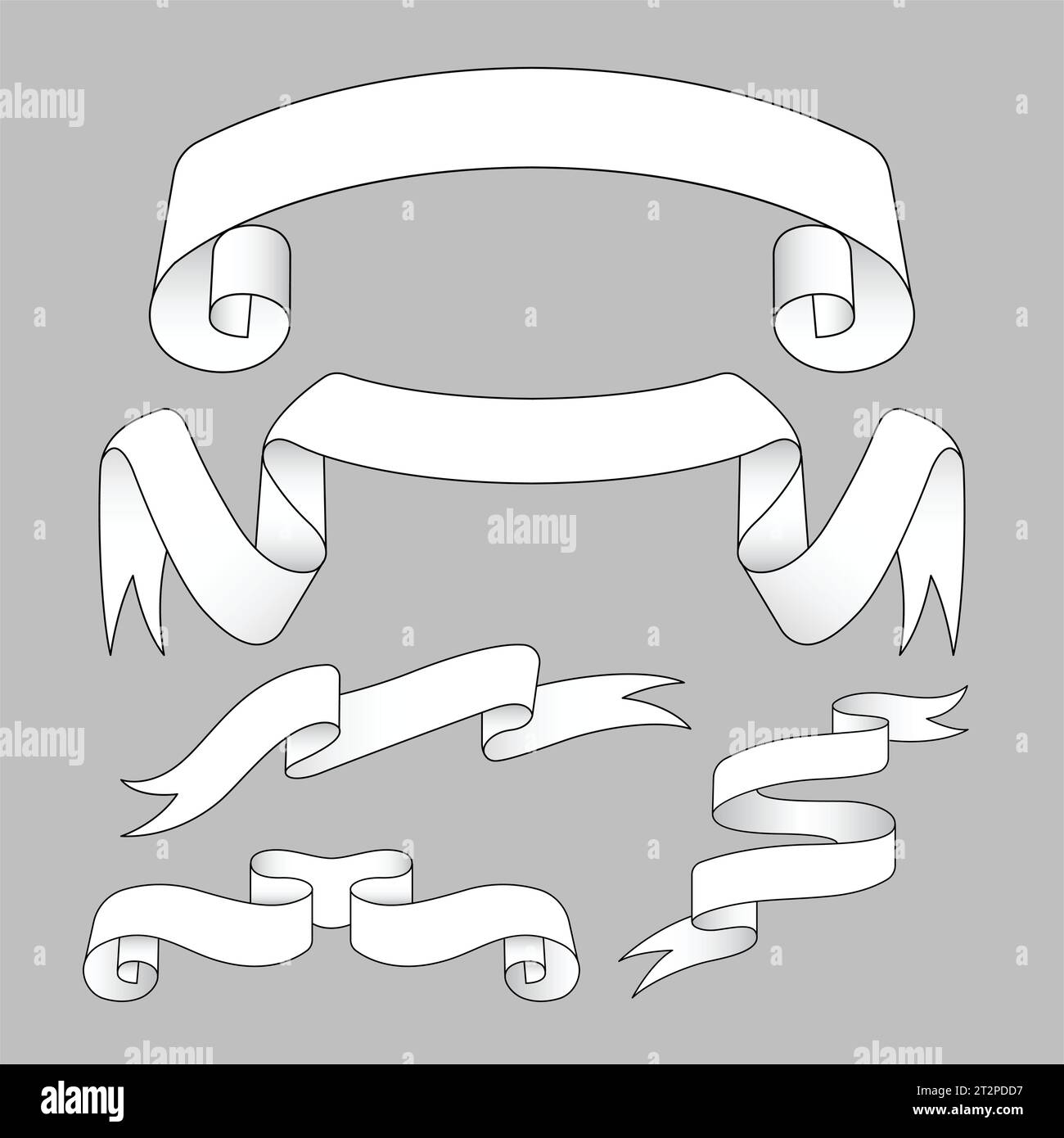 ribbon paper scroll label template silhouette illustration Stock Vector