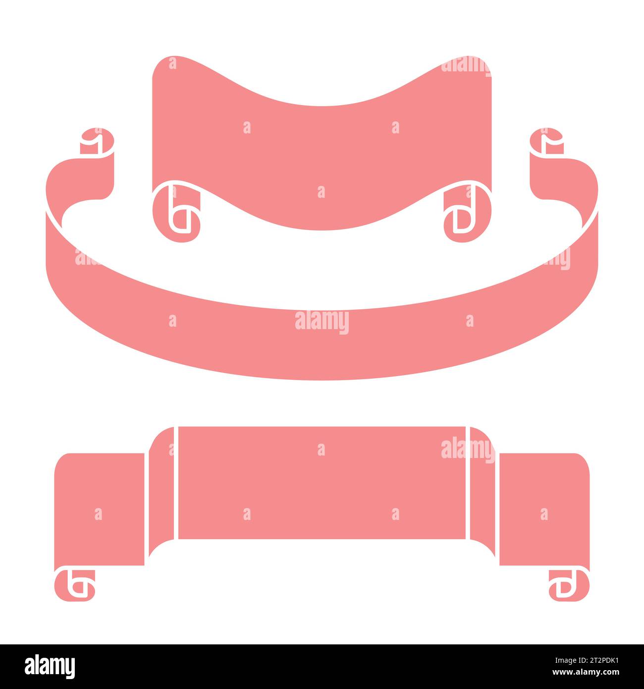 pink ribbon and paper scroll template illustration Stock Vector