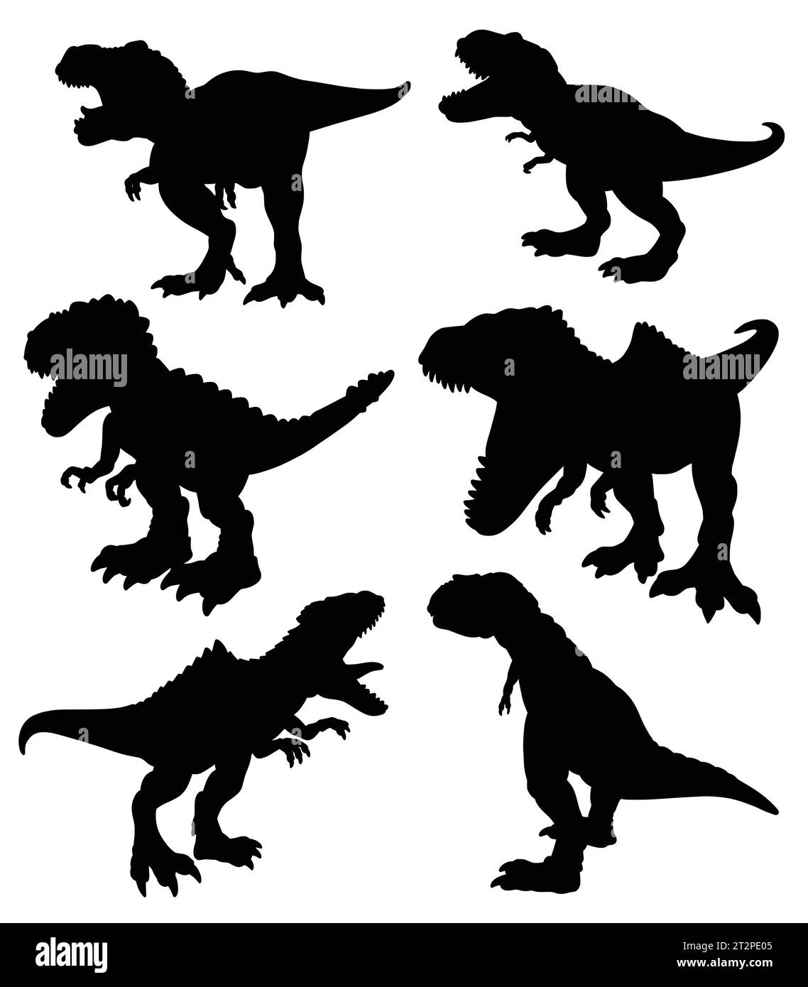 tyrannosaurus dinosaur reptile monster animal silhouette Stock Vector