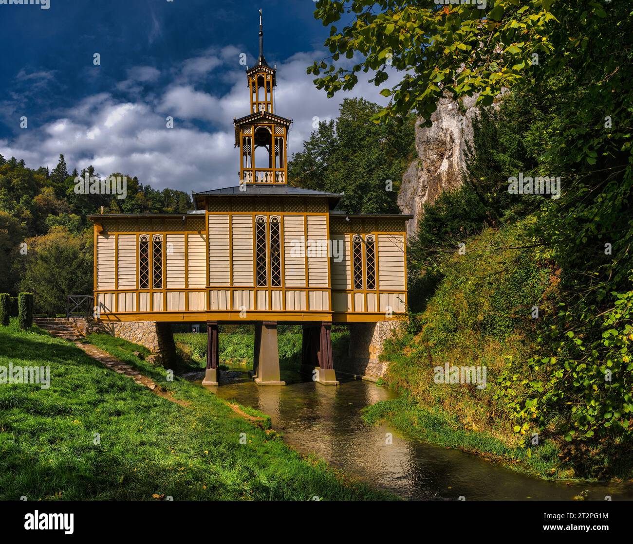 Wooden Chapel On the Water, Ojcow National Park, Poland Stock Photo
