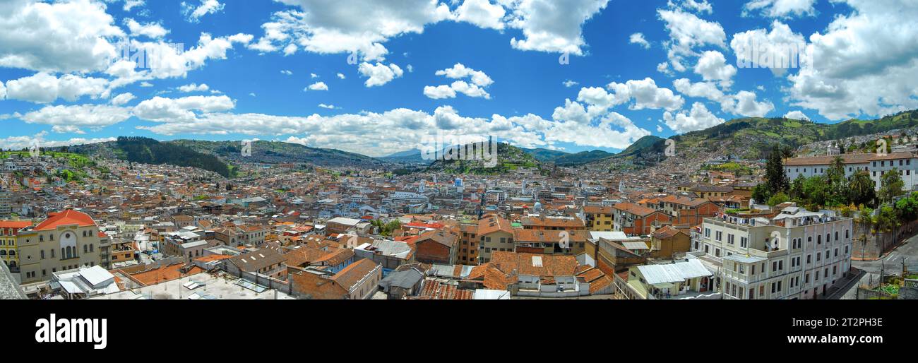 Panorama of the historical center of the capital of Ecuador from the Basílica of the National Vow. Quito. Ecuador. Stock Photo