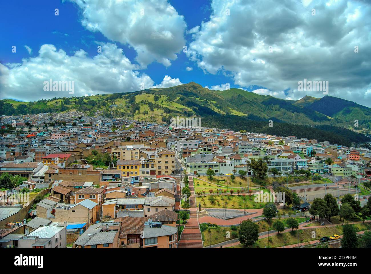 View of the historical center of the capital of Ecuador from the Basílica of the National Vow. Quito. Ecuador. Stock Photo