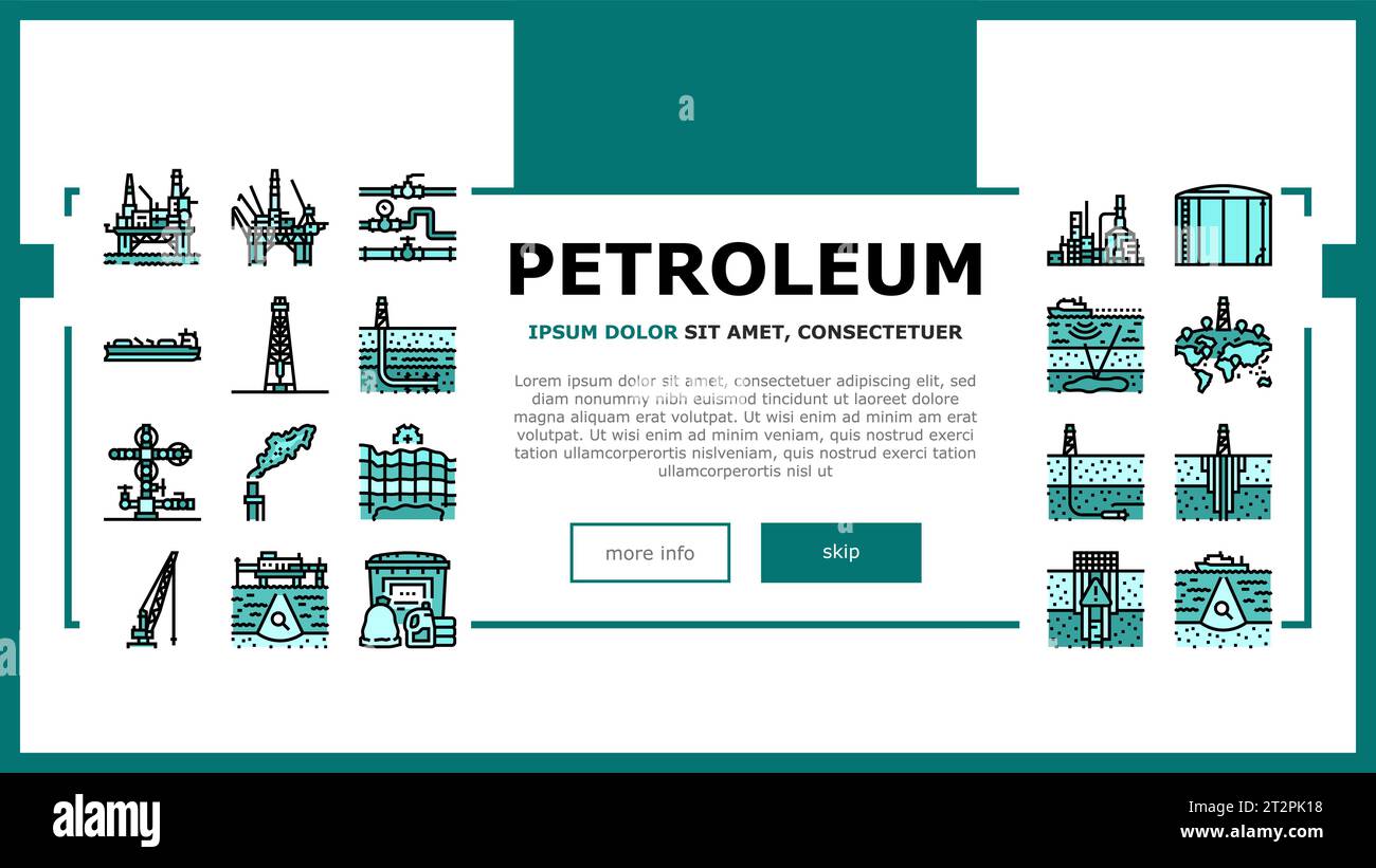 petroleum engineer oil industry landing header vector Stock Vector