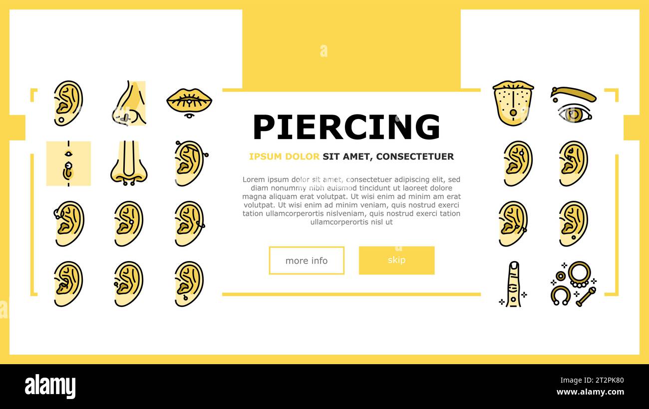 piercing fashion beauty earring landing header vector Stock Vector