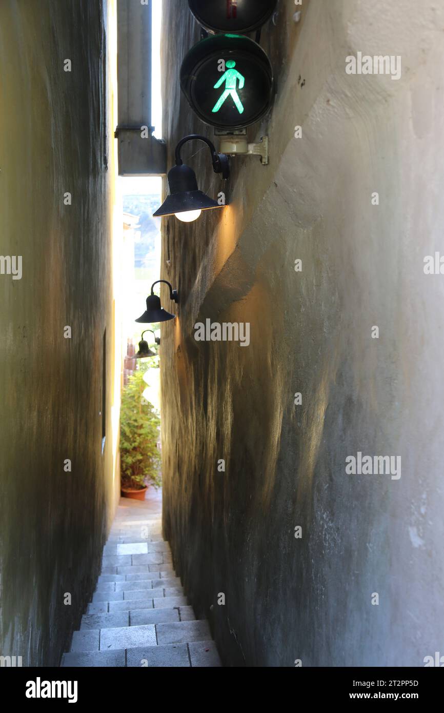 narrowest street in the world in the city of Prague in Czech Republic ...