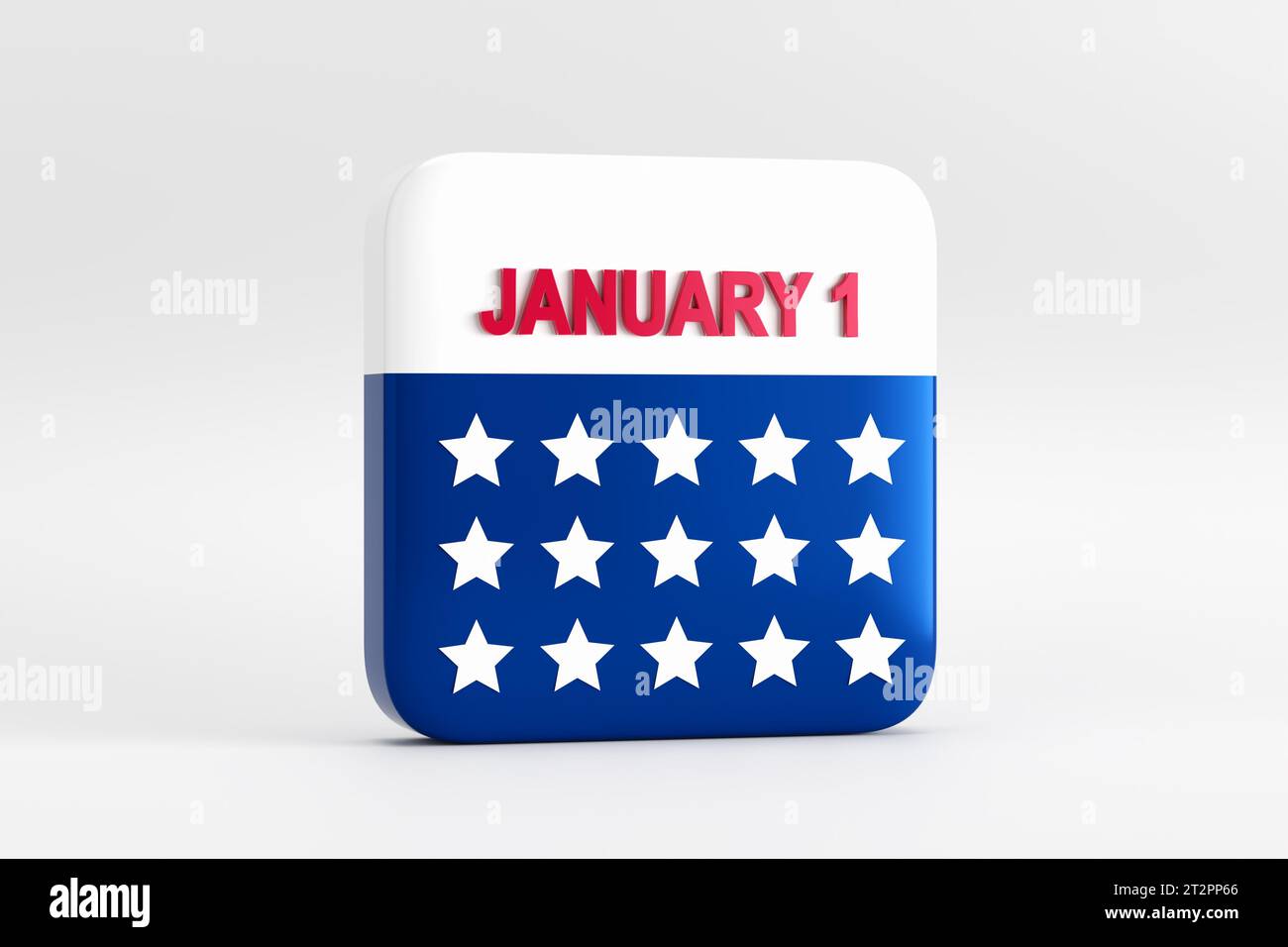 January 1 New year holiday of USA. January 1 calendar page on white ...