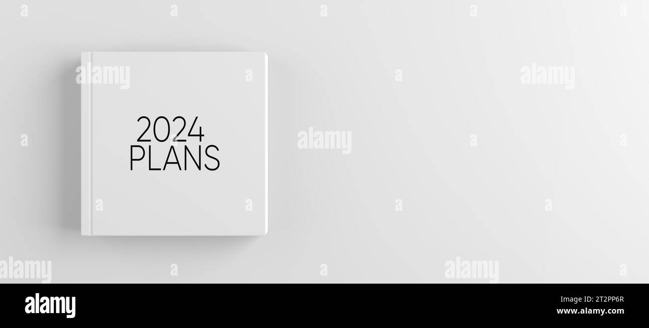 Book Cover with the word 2024 plans on white background. Business