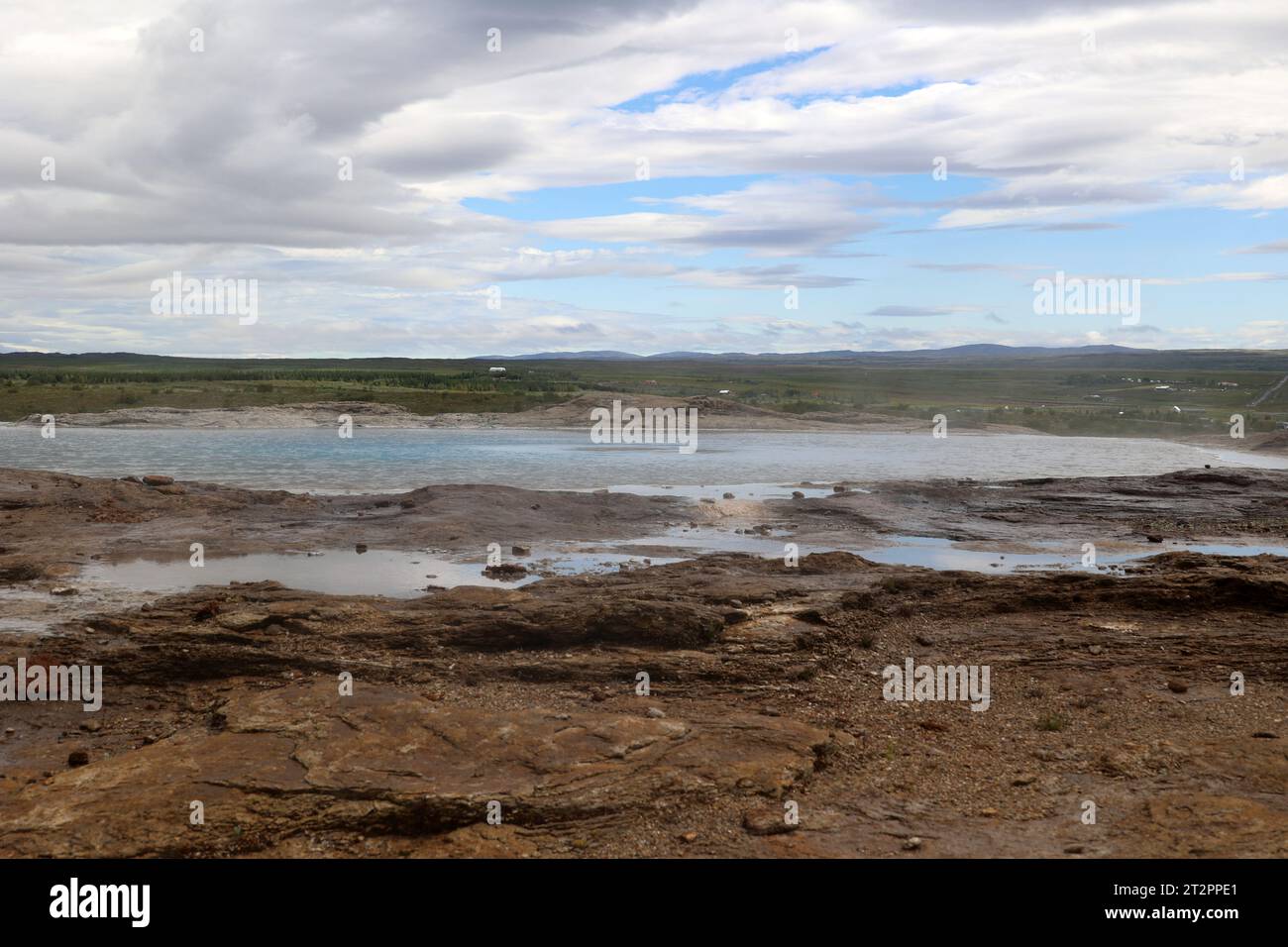Big geyser in hot water valley of Haukadalur-Iceland Stock Photo - Alamy