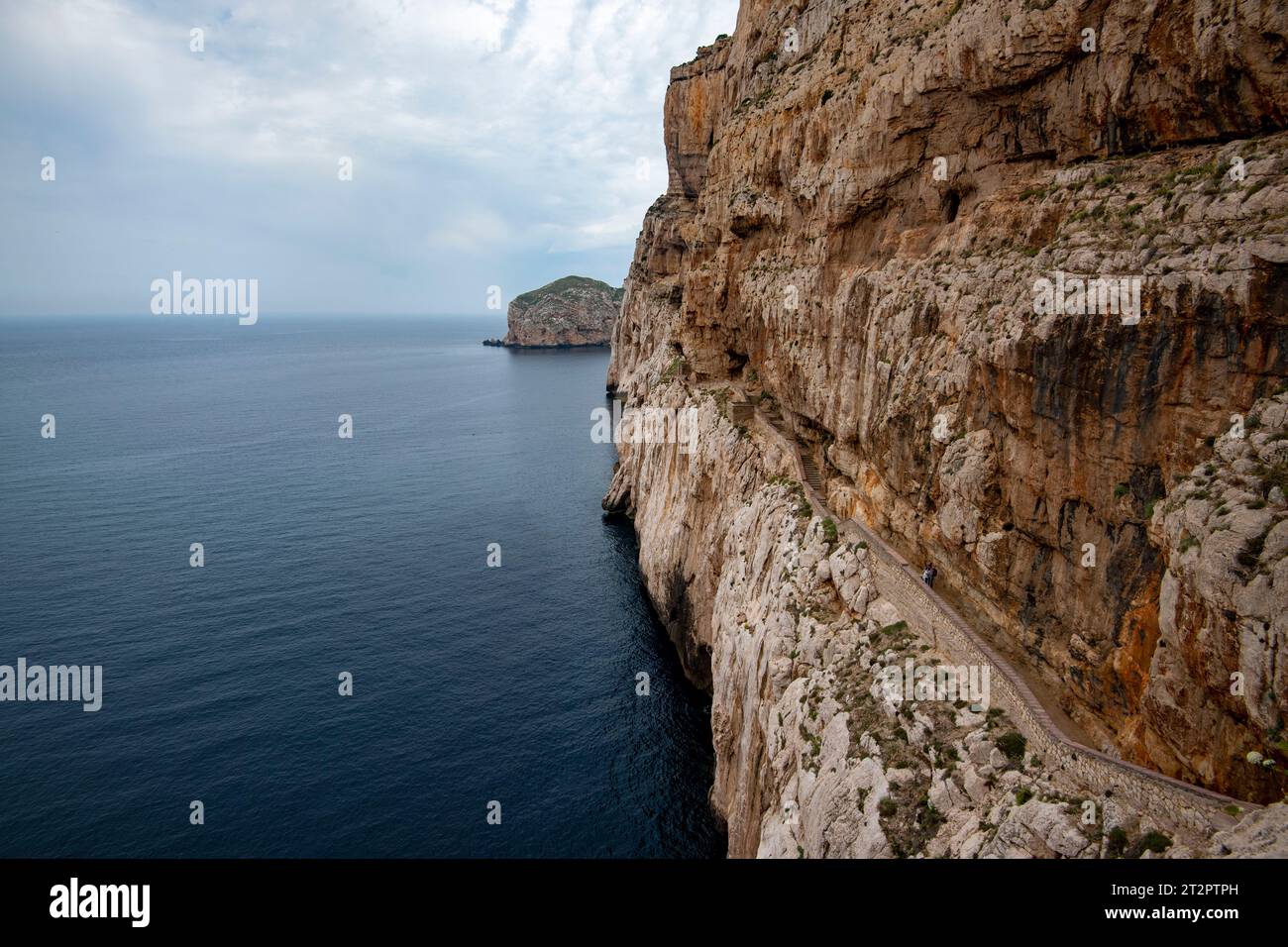 Access to Neptune Grotto Staircase - Sardinia - Italy Stock Photo