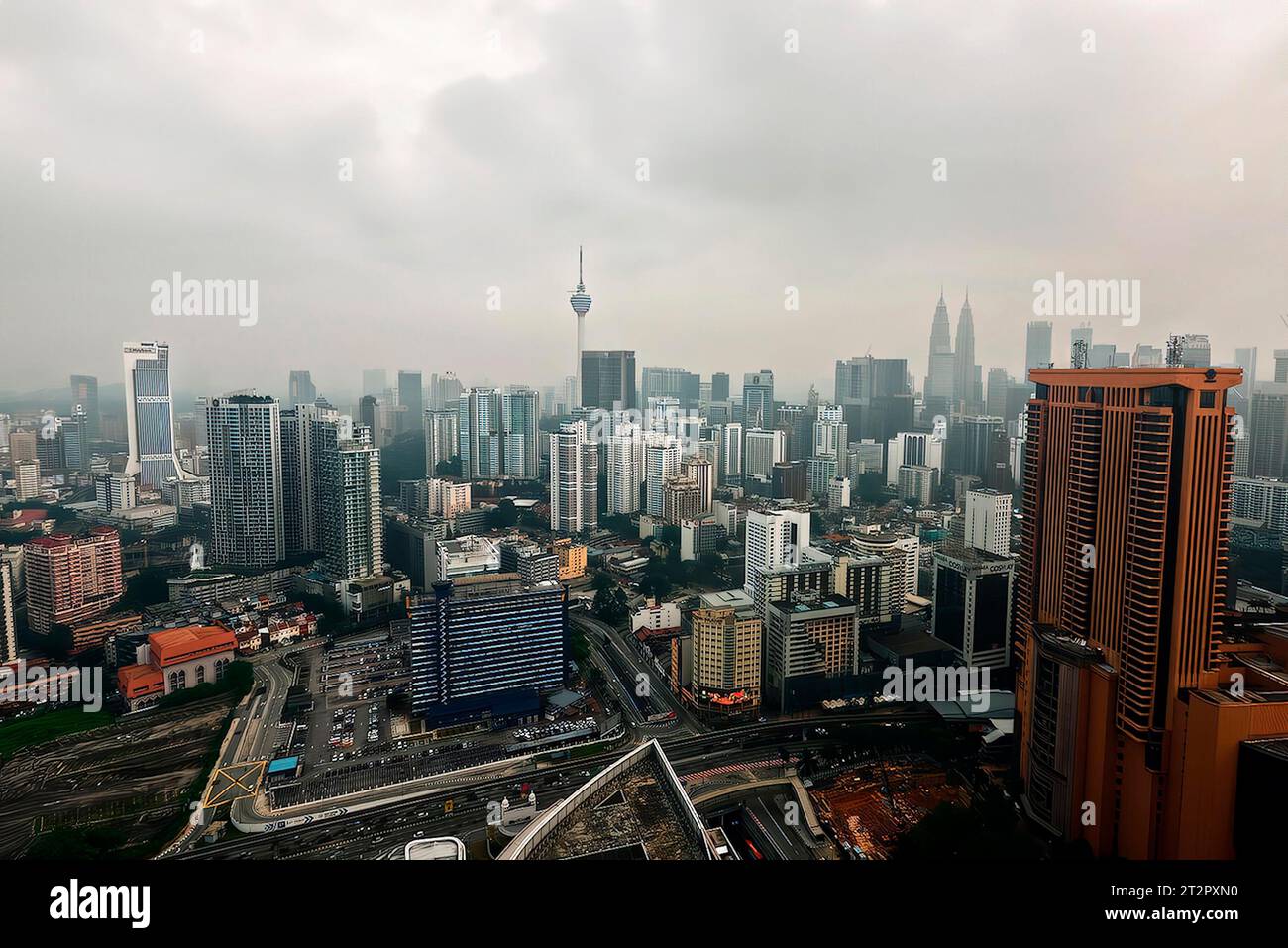 Kuala Lumpur cityscape in the rain, a tapestry of urban reflections