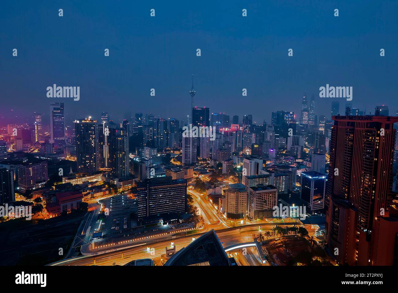 Kuala Lumpur skyline at night, a dazzling display of city lights Stock ...