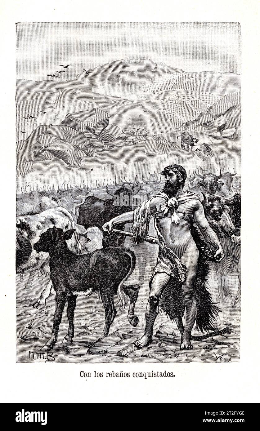 Con le Rabanos - Narciso Mendez Bringa (1868-1933) - Illustrations from Saturnina Calleja's La Mitologia, Madrid, 1892 Stock Photo