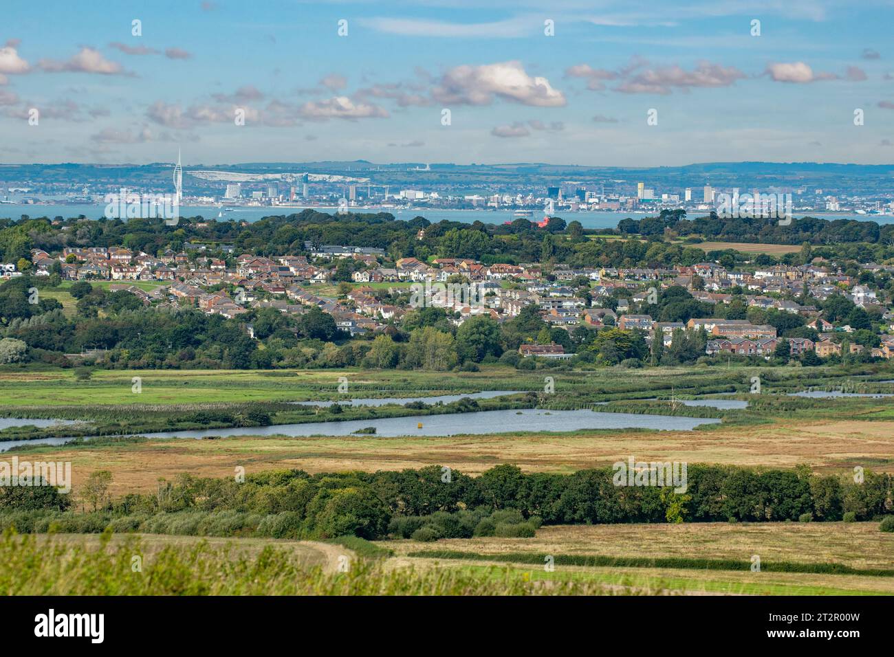 View over Bembridge from Culver Down, Isle of Wight, England Stock Photo