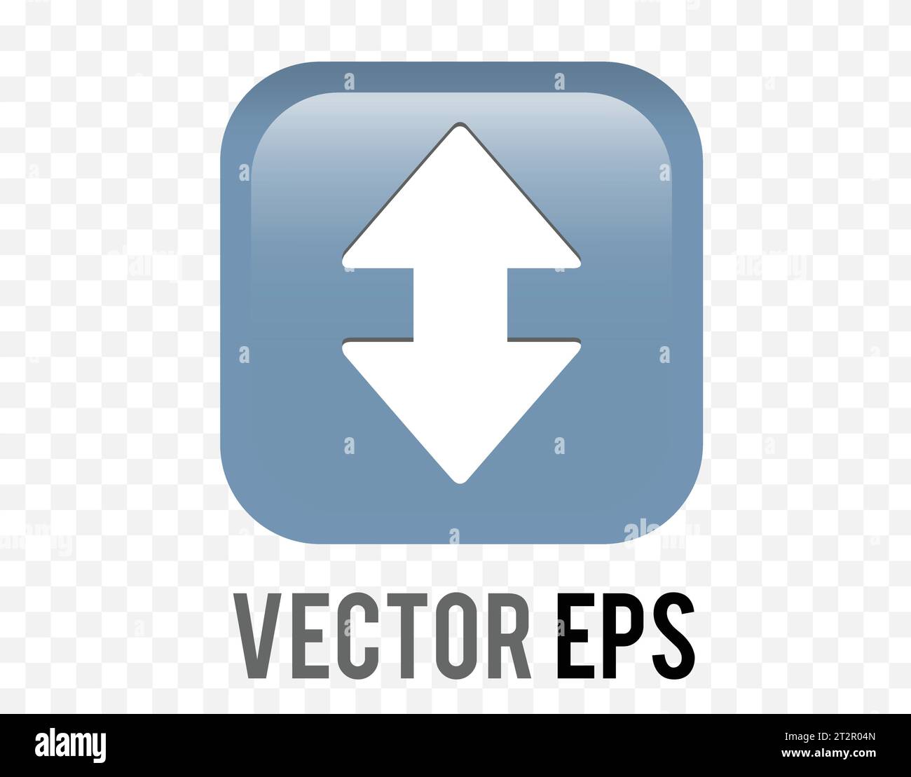 The isolated gradient arrowheads, pointing up down round corner square icon button Stock Vector