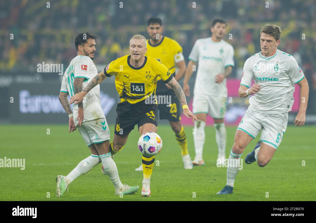 Dortmund, Germany. 20th Oct 2023.  Marco Reus (BVB) Leonardo Bittencourt (Werder) Jens Stage (Werder) Borussia Dortmund - Werder Bremen 20.10.2023   C Stock Photo