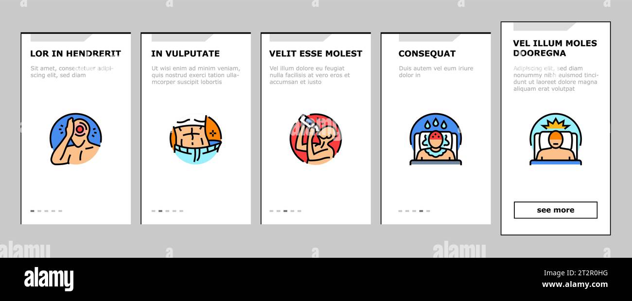 disease health heart onboarding icons set vector Stock Vector Image ...