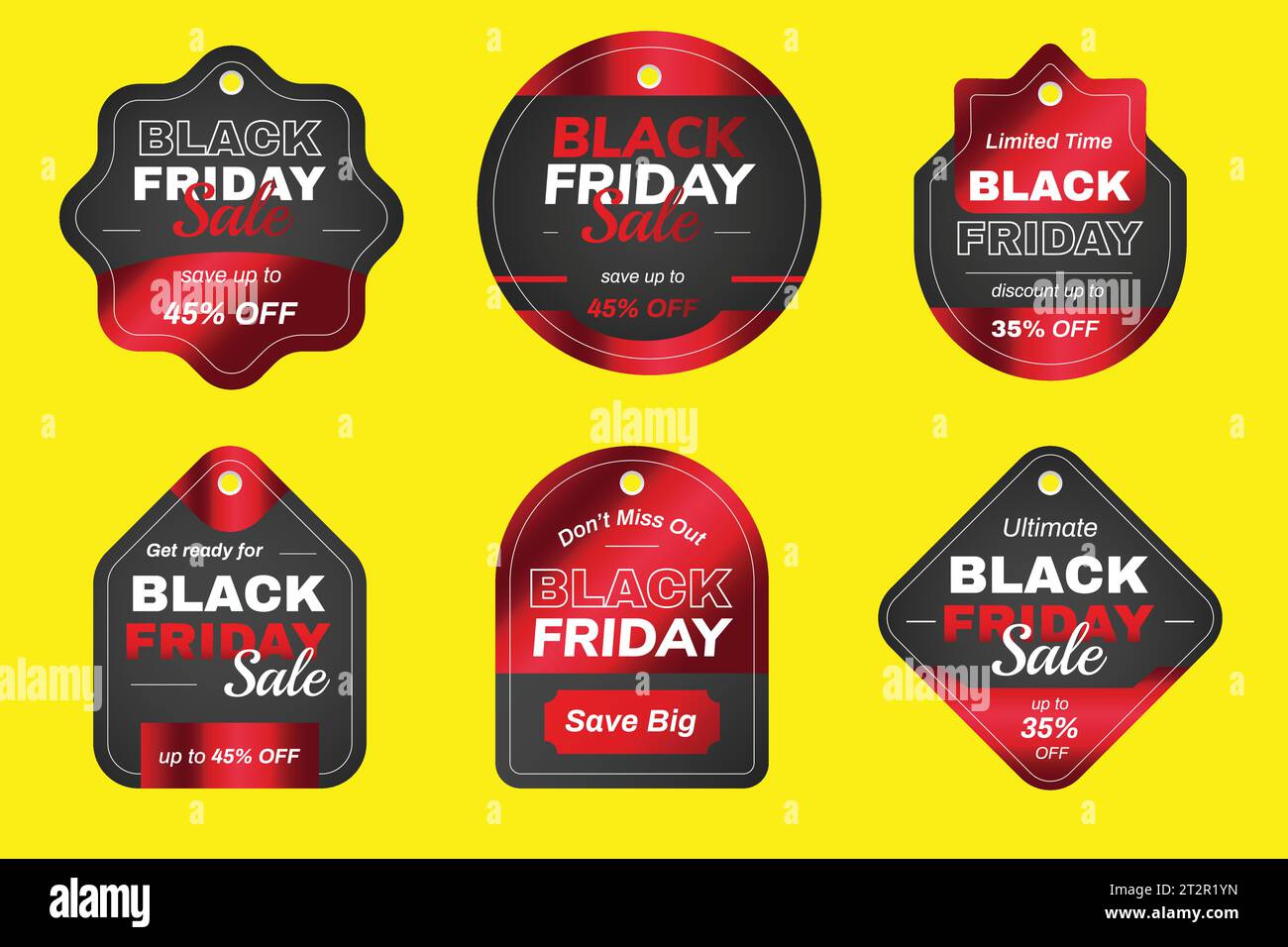 flat black friday tag banner set design vector illustration Stock ...