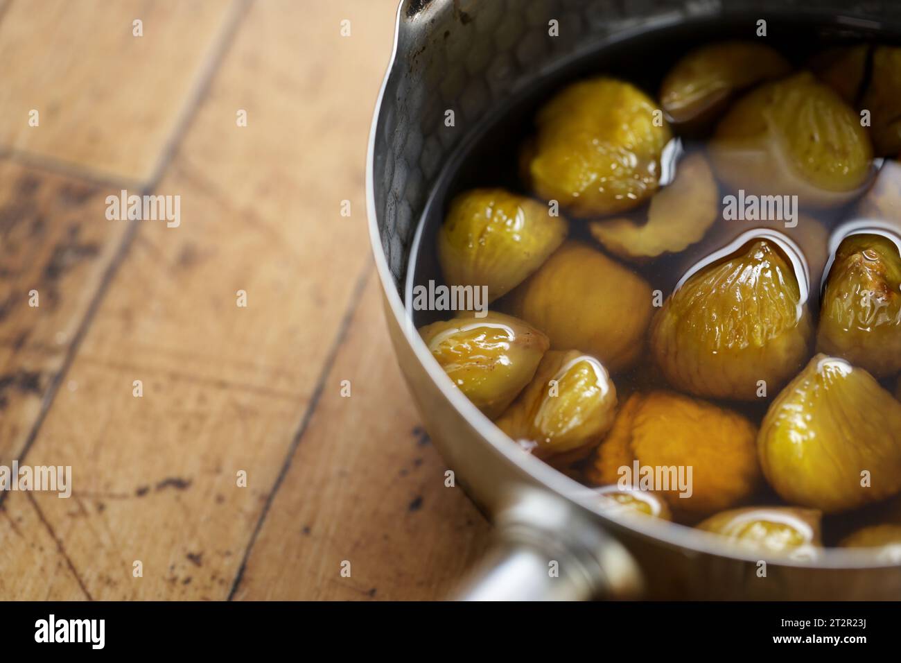 Making Candied chestnuts. Japanese cuisine Stock Photo