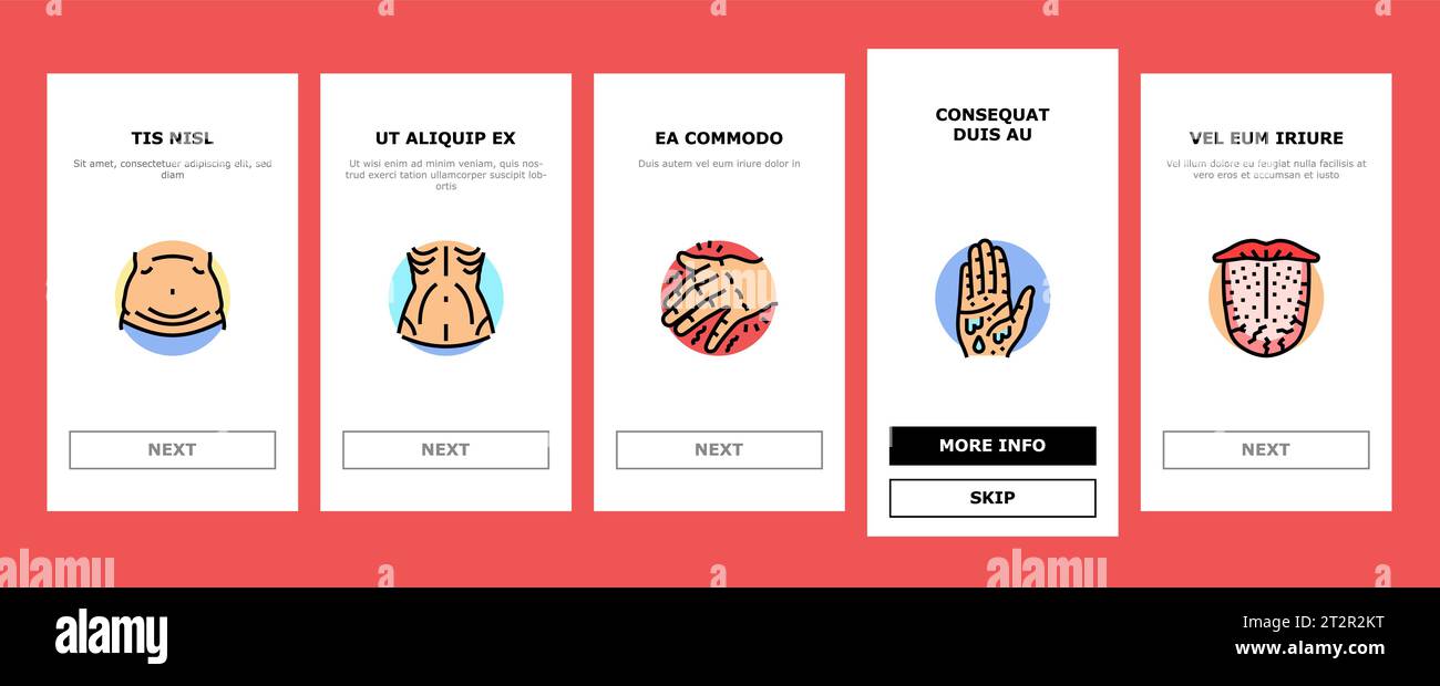 disease symptom health onboarding icons set vector Stock Vector Image ...