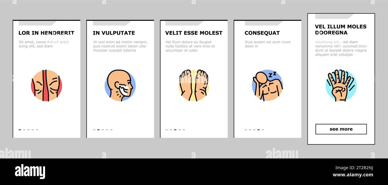 disease symptom health onboarding icons set vector Stock Vector Image ...