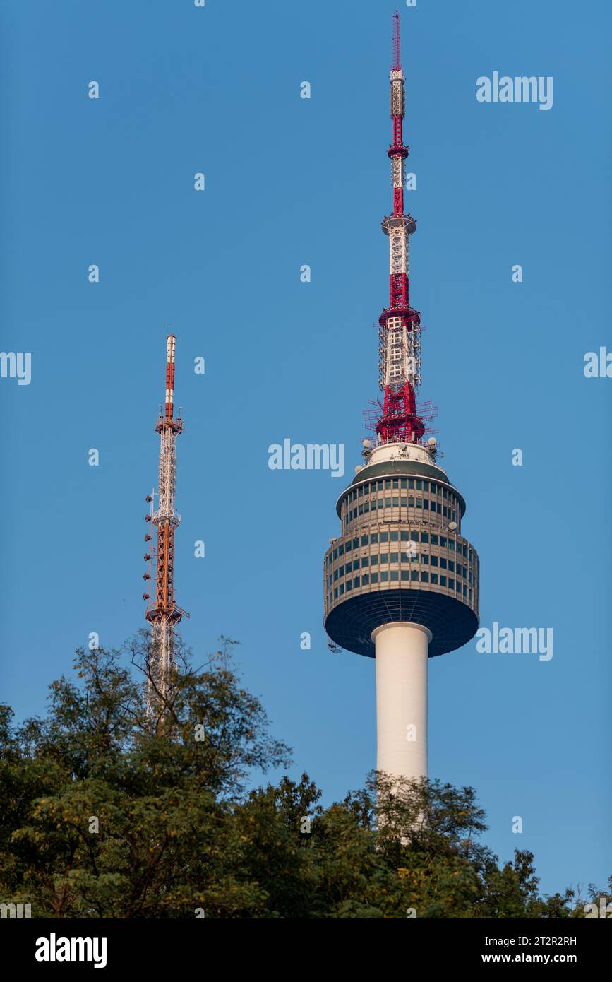 Namsan Seoul broadcasting and observatory tower in Seoul, South Korea on 14 October 2023 Stock Photo