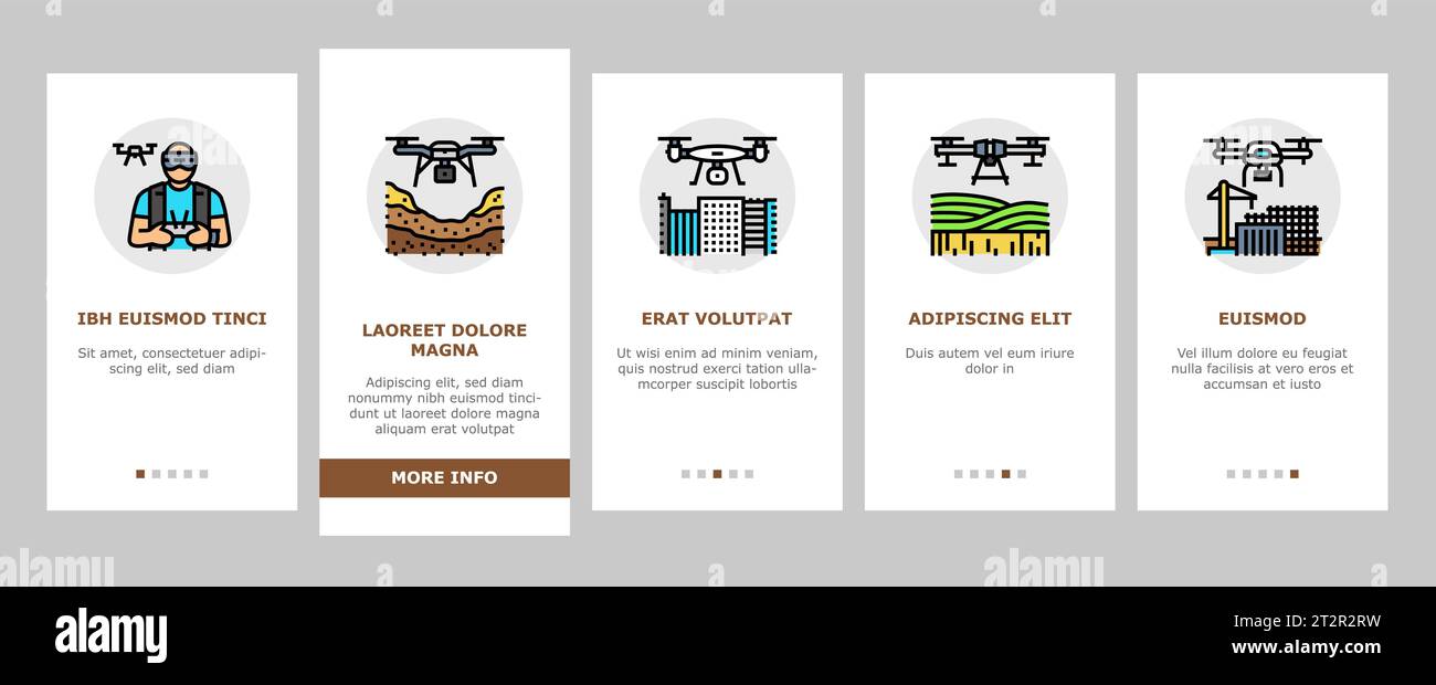 drone commercial use onboarding icons set vector Stock Vector Image ...