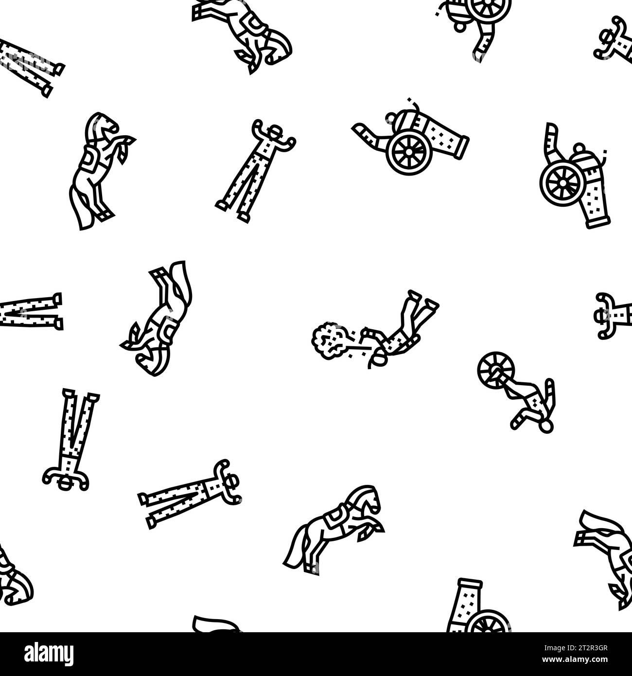 Vintage circus seamless pattern Black and White Stock Photos & Images ...