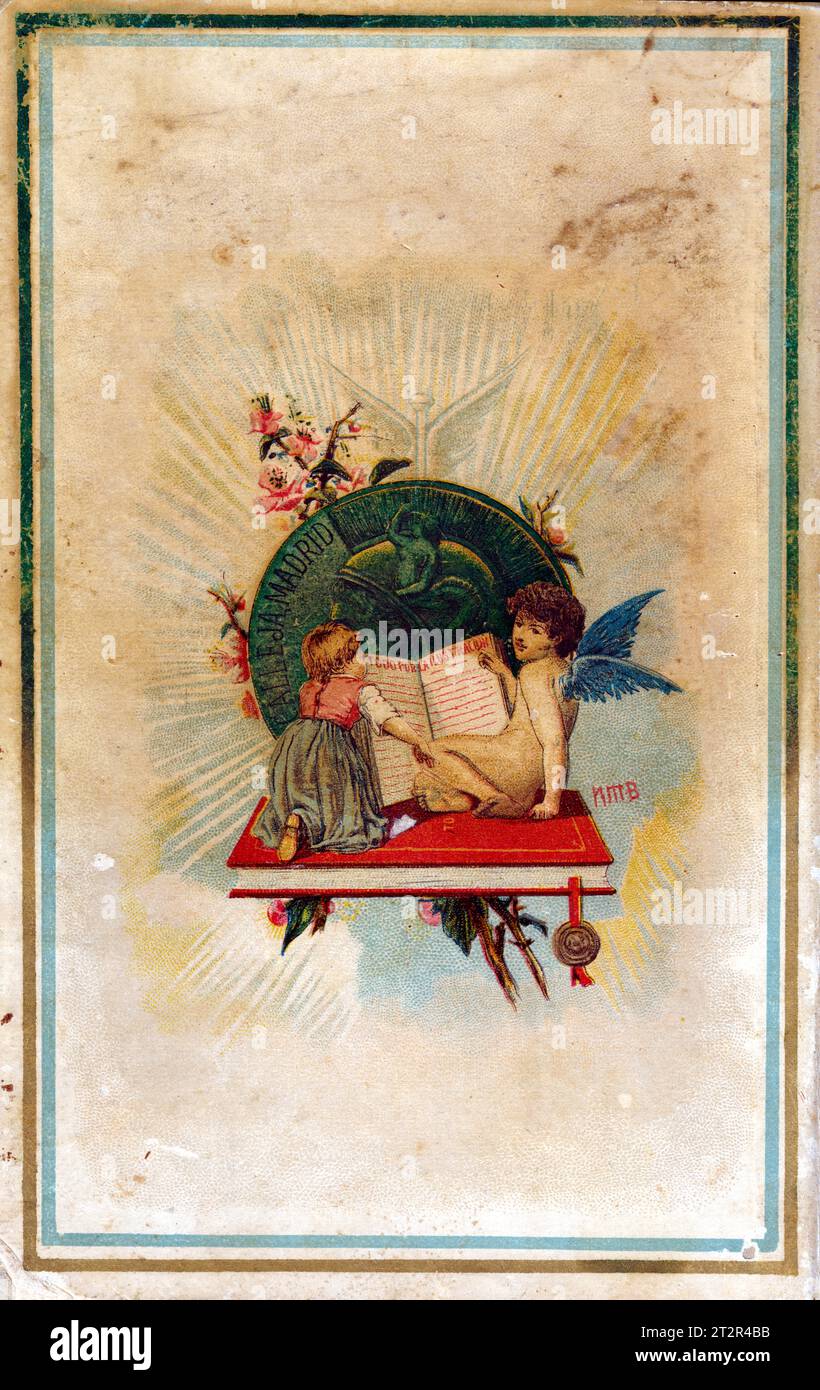 Narciso Mendez Bringa (1868-1933) - Back cover of Saturnina Calleja's La Mitologia, Madrid, 1892 Stock Photo