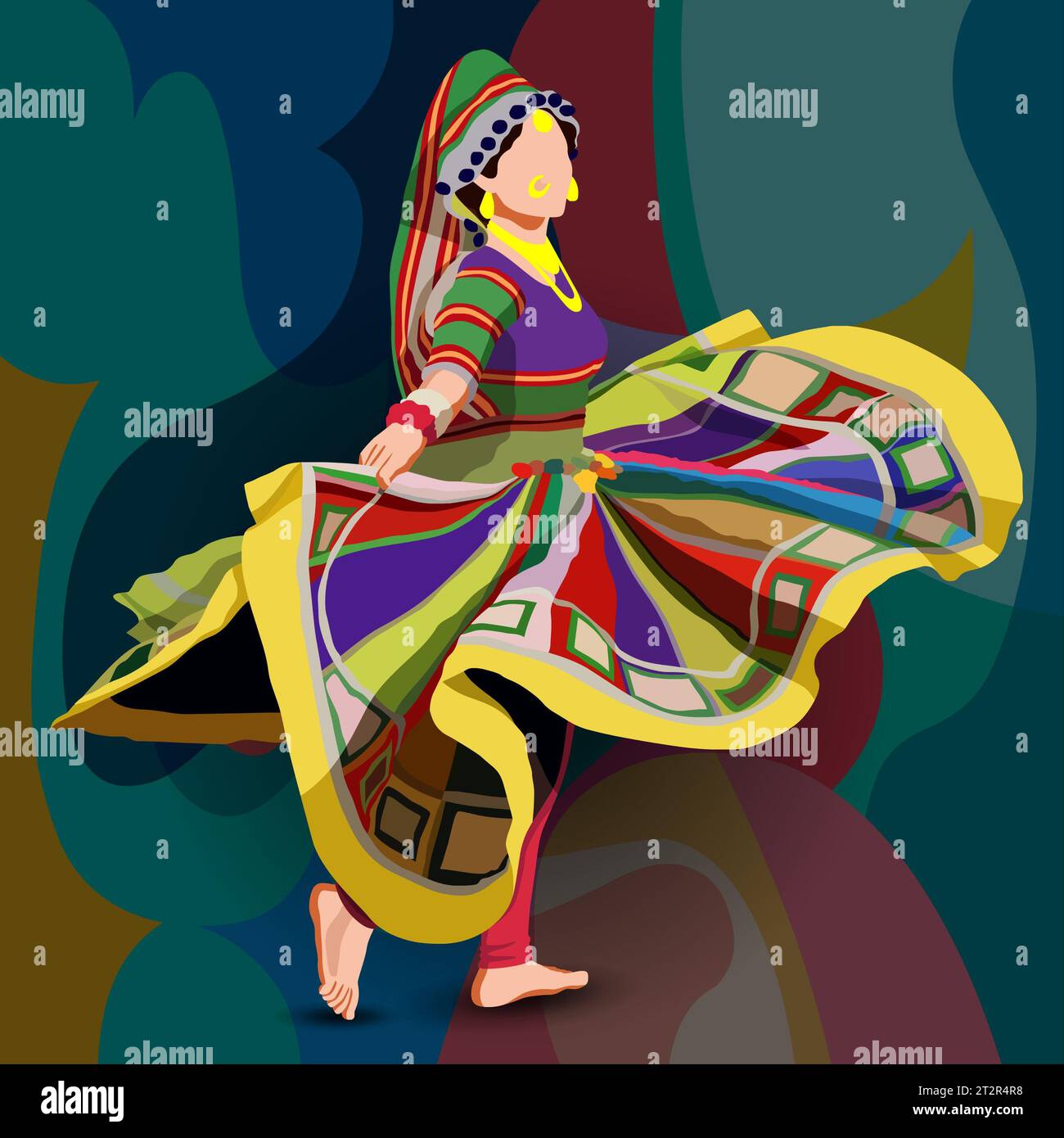 Indian woman in traditional costume dancing. Stock Photo