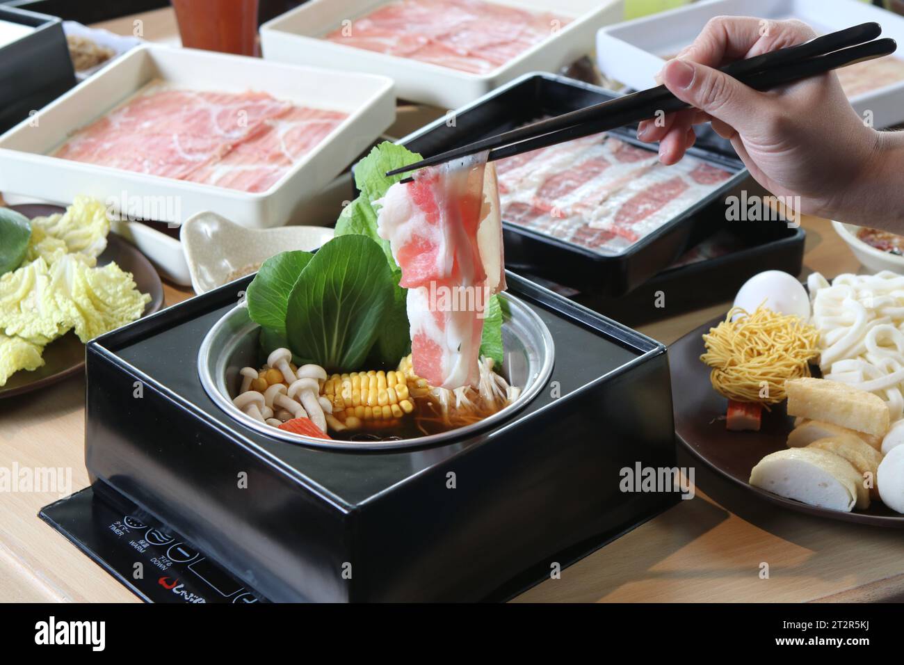 Korean Hot Pot Dish with Samgyupsal Stock Photo Alamy