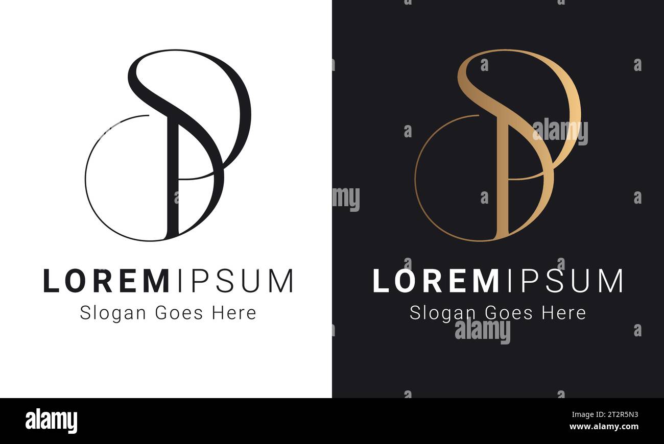 Luxury Initial SP or PS Monogram Text Letter Logo Design Stock Vector