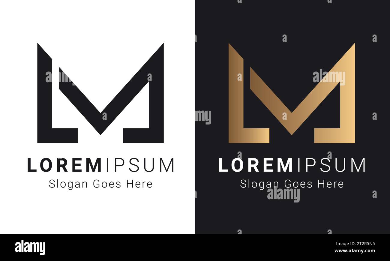 Luxury Initial ML or LM Monogram Text Letter Logo Design Stock Vector