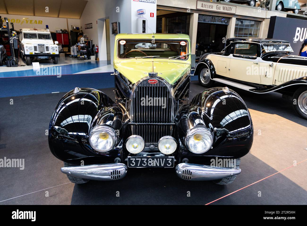French 1938 Bugatti Type 57C Special Coupé, Autoworld museum, Brussels, Belgium Stock Photo