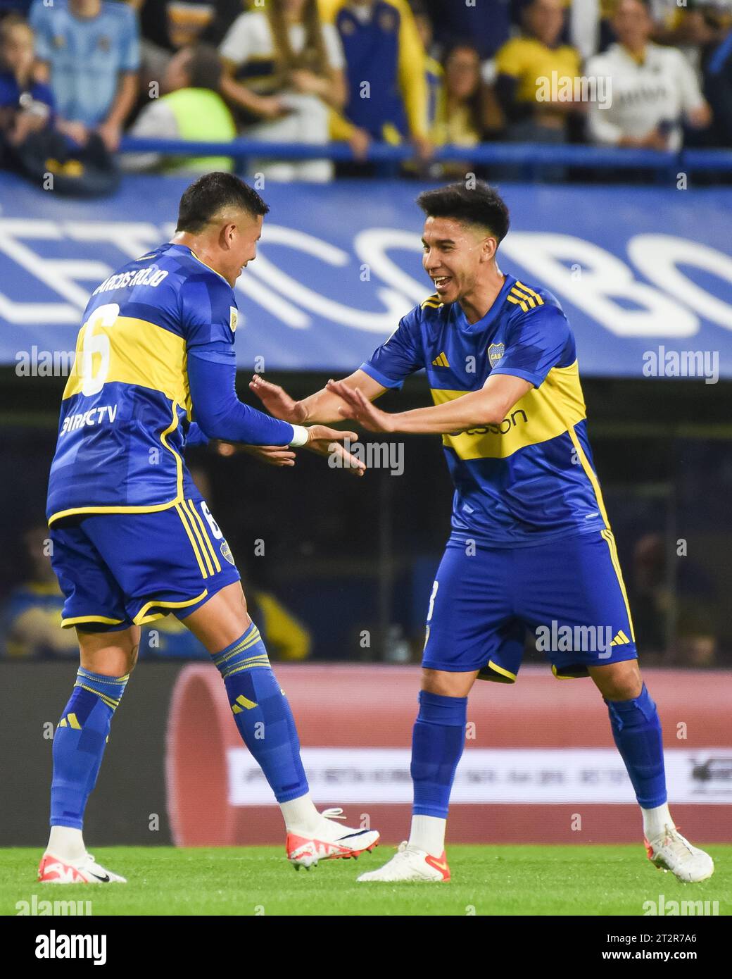 Buenos Aires, Argentina. 20th Oct, 2023. Marcos Rojo and Guillermo Pol Fernandez of Boca Juniors. during the Liga Argentina match between CA Boca Juniors and Union Santa Fe played at La Bombonera Stadium on October 20, 2023 in Buenos Aires, Spain. (Photo by Santiago Joel Abdala/PRESSINPHOTO) Credit: PRESSINPHOTO SPORTS AGENCY/Alamy Live News Stock Photo