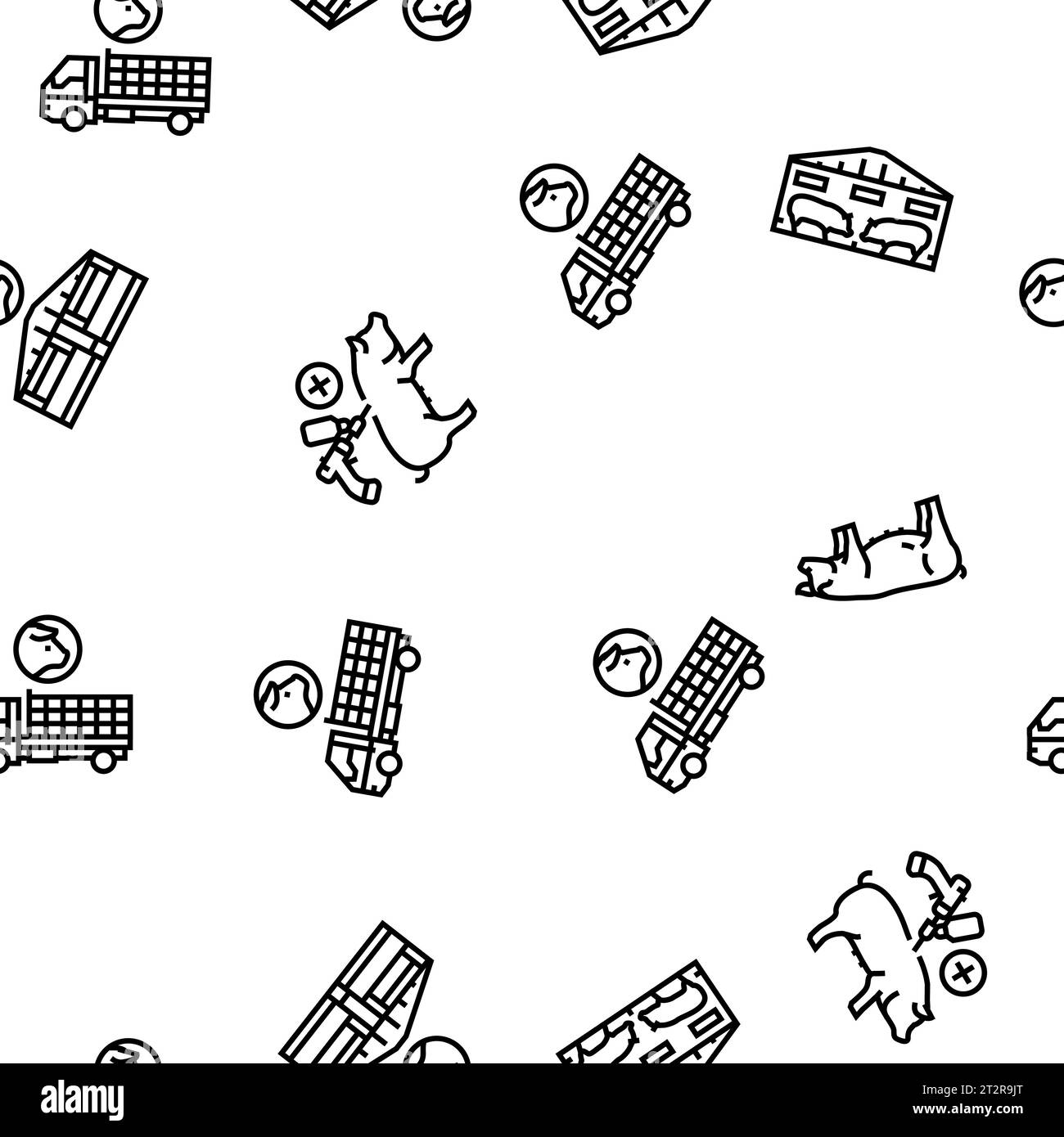 pork pig farm animal piglet hog vector seamless pattern Stock Vector ...
