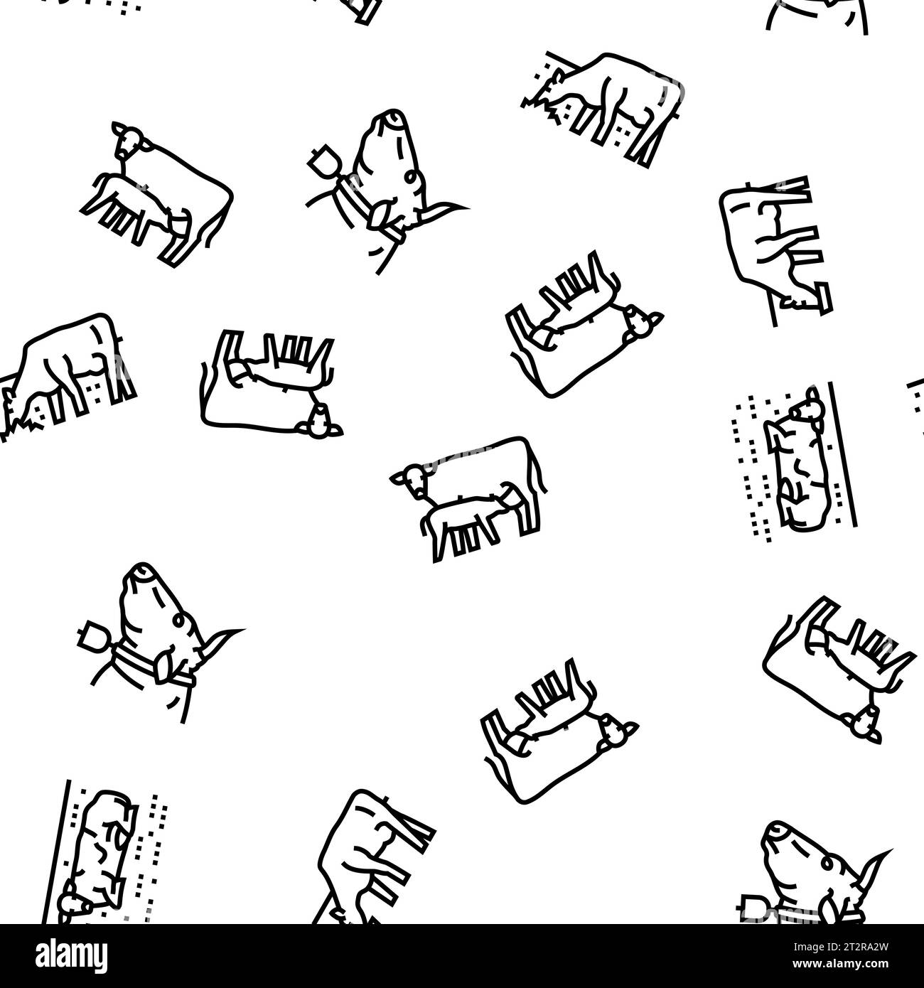 cow farm dairy cattle milk white vector seamless pattern Stock Vector