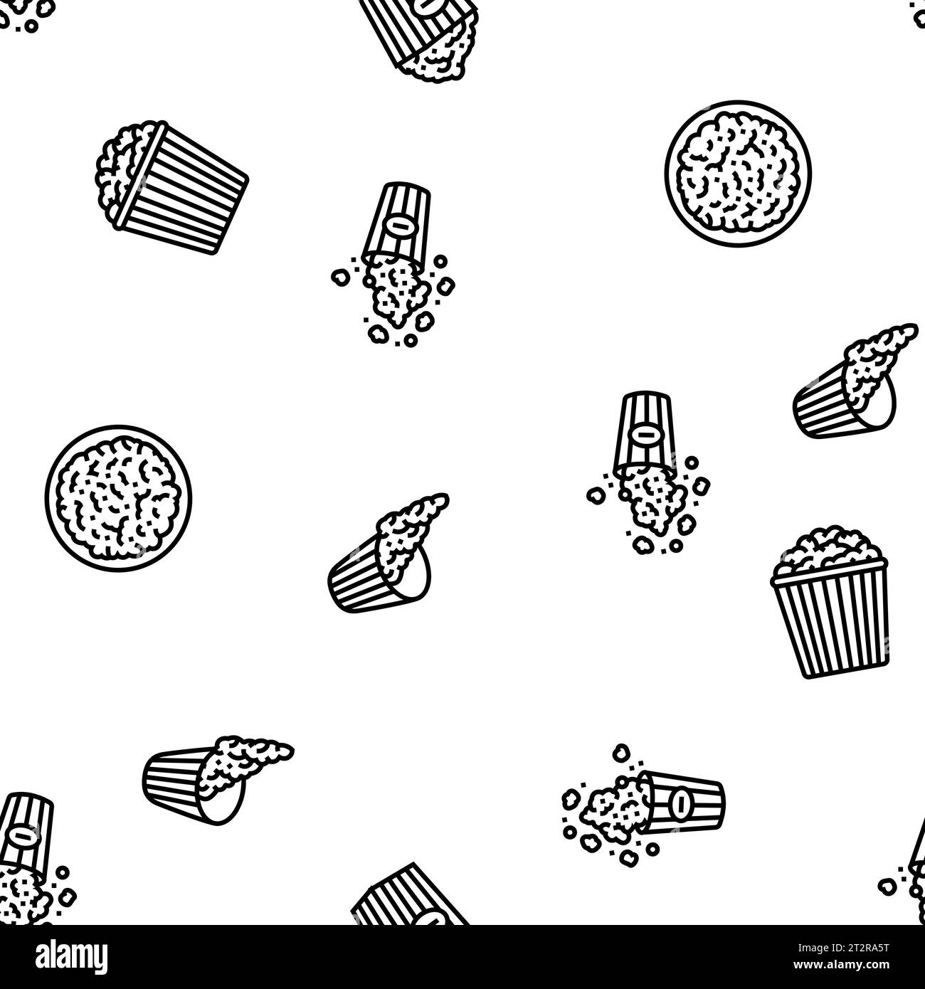 Popcorn Icon Pattern Popcorn top view Black and White Stock Photos & Images - Alamy