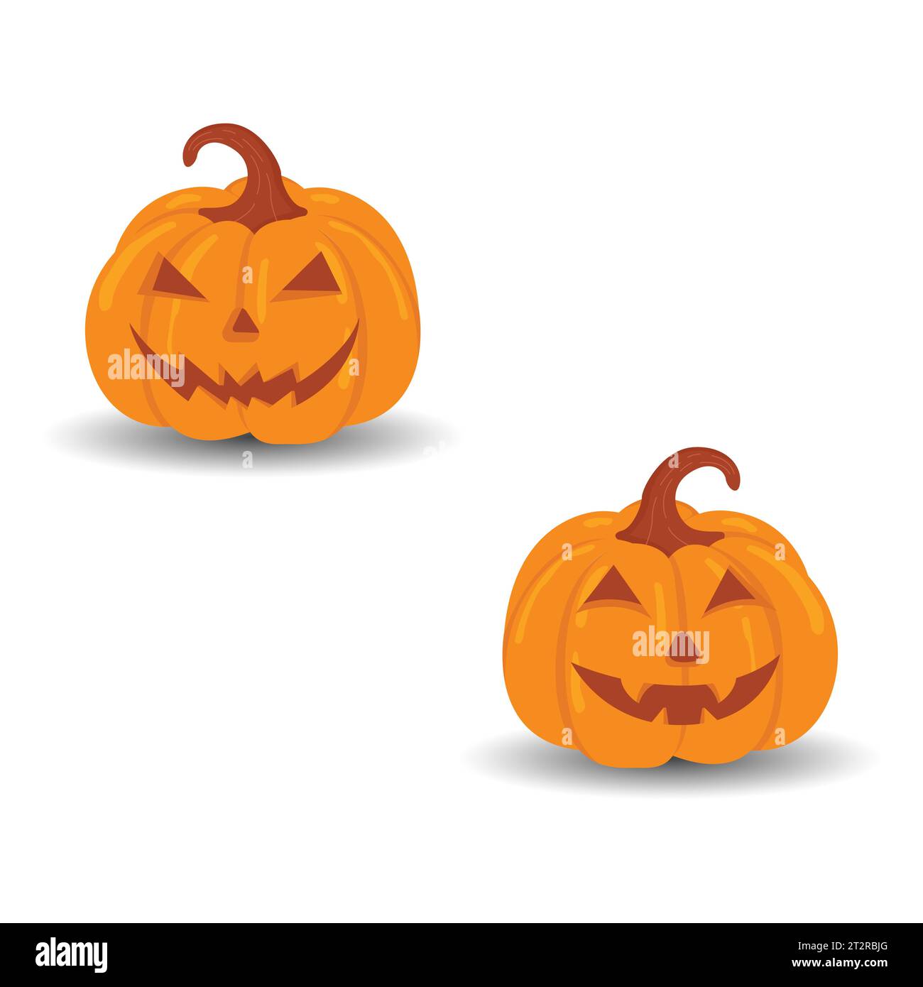 Halloween pumpkin vector set isolated on white background. Scary Jack O Lantern Halloween pumpkin set. An orange pumpkin with a smile for your design Stock Vector