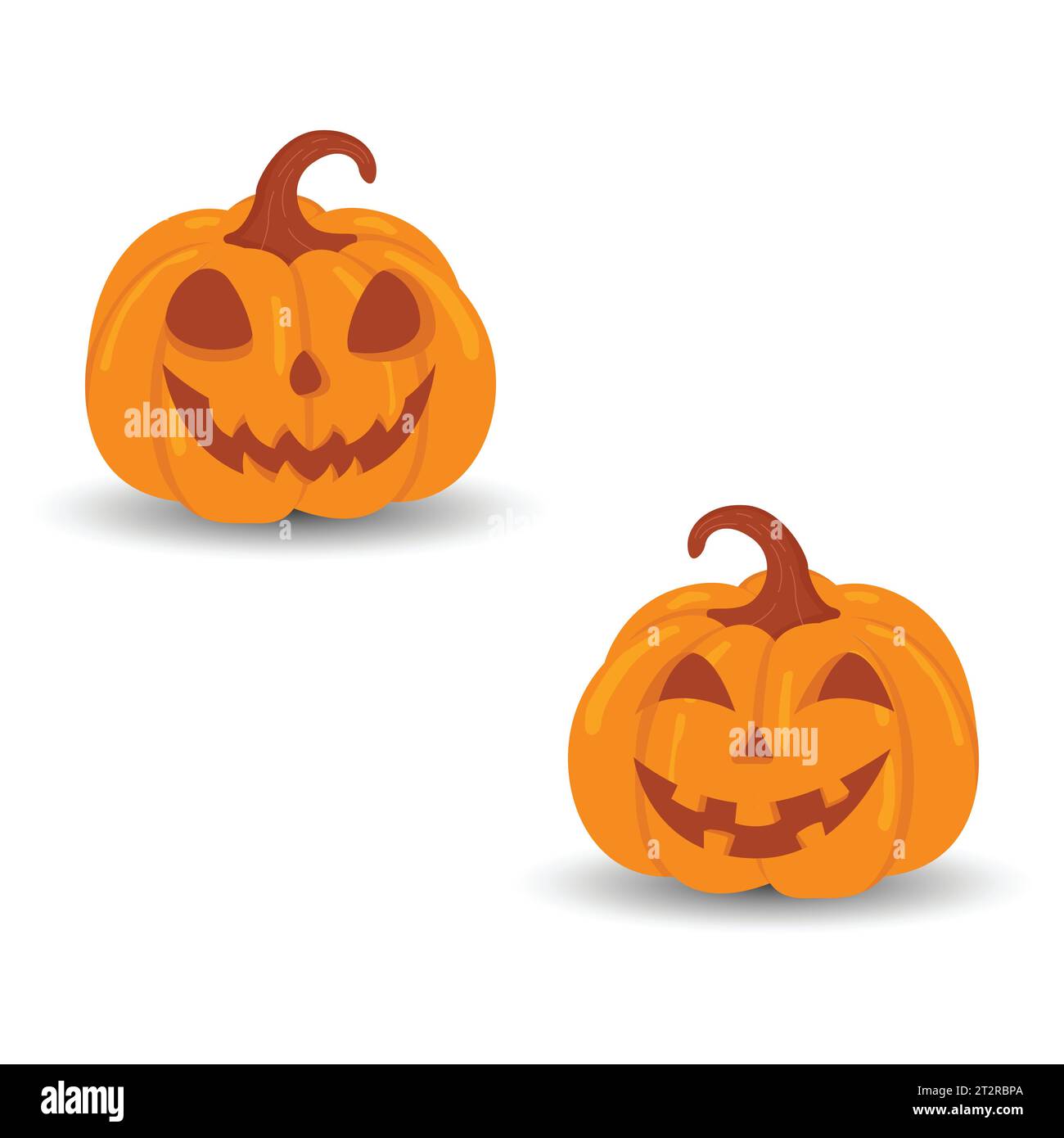 Halloween pumpkin vector set isolated on white background. Scary Jack O Lantern Halloween pumpkin set. An orange pumpkin with a smile for your design Stock Vector