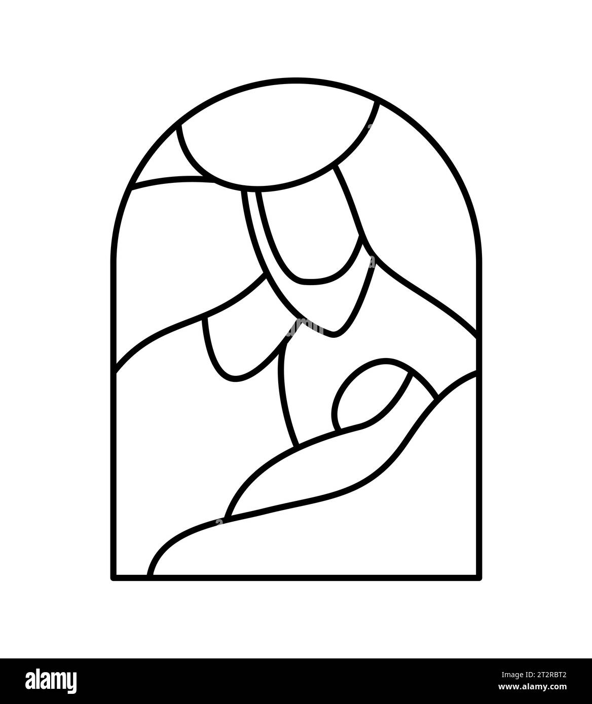 Christmas Vector Christian icon religious Nativity Scene of baby Jesus with Mary and Joseph. Logo illustration sketch. Doodle hand drawn with black li Stock Vector