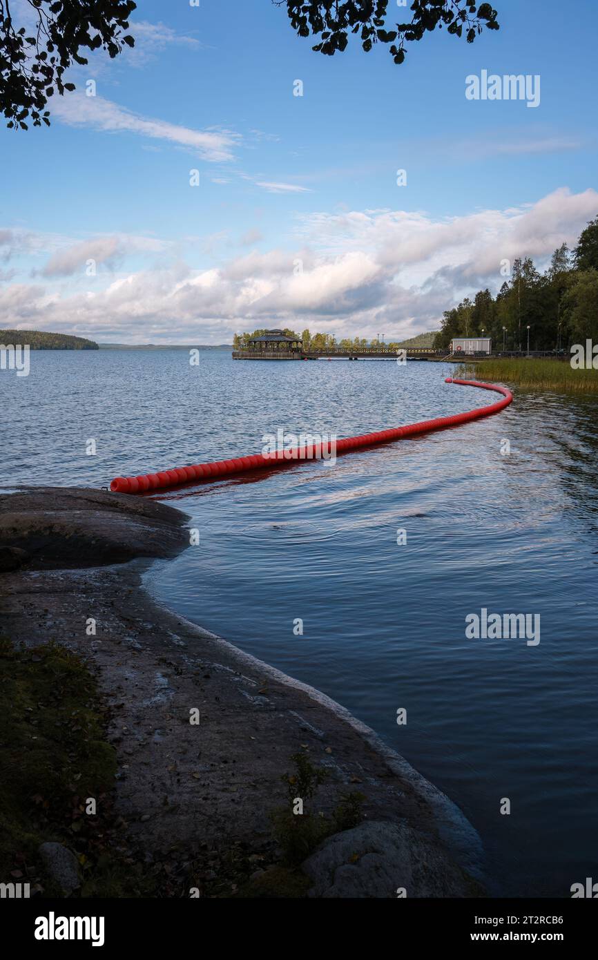 Pier and swimming beach at the Mukkula manor house in Lahti, Finland Stock Photo