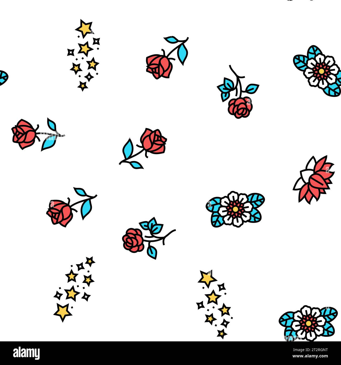 tattoo art rose vintage style vector seamless pattern Stock Vector