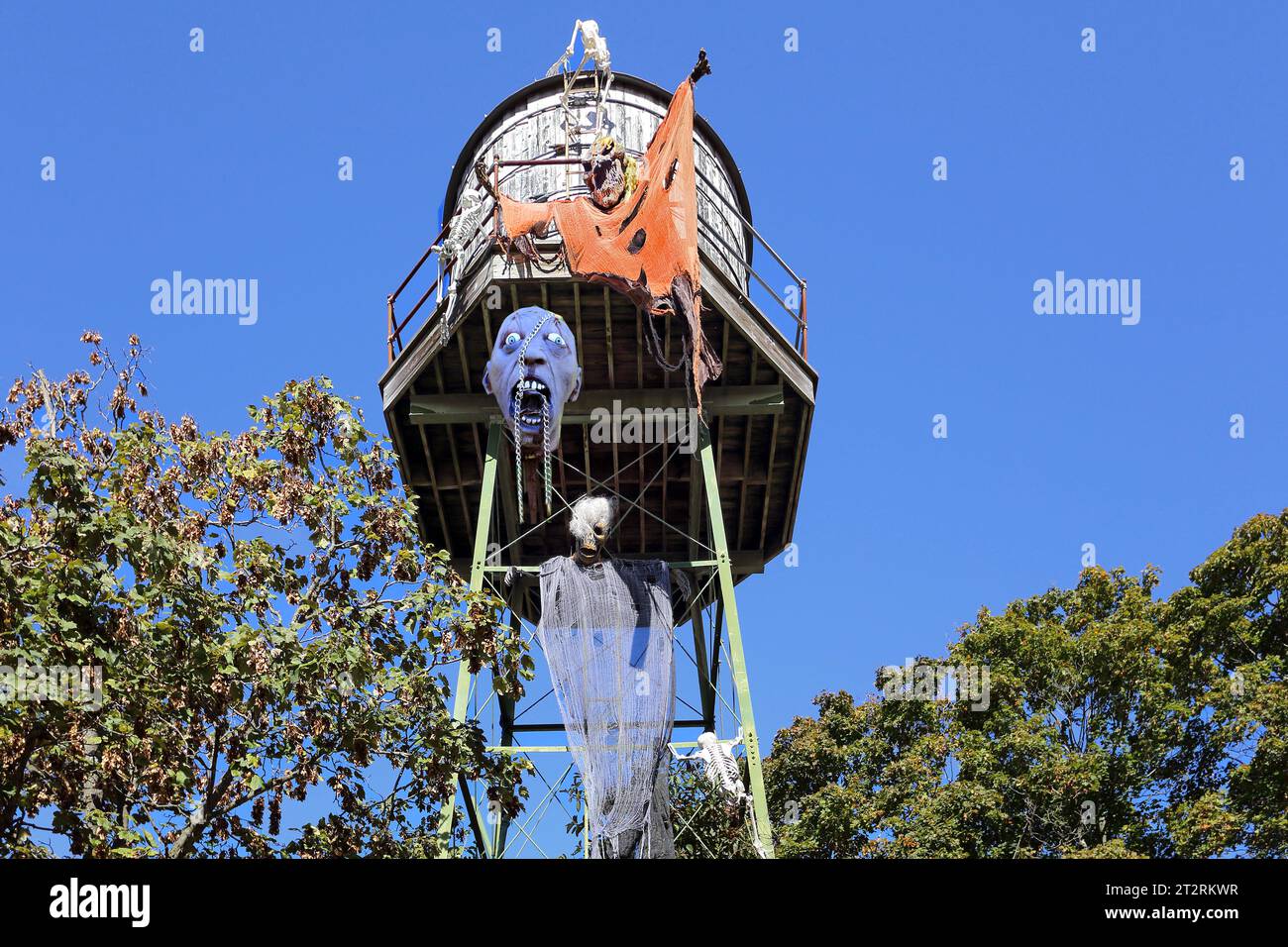 Halloween water tower Long Island NY Stock Photo Alamy