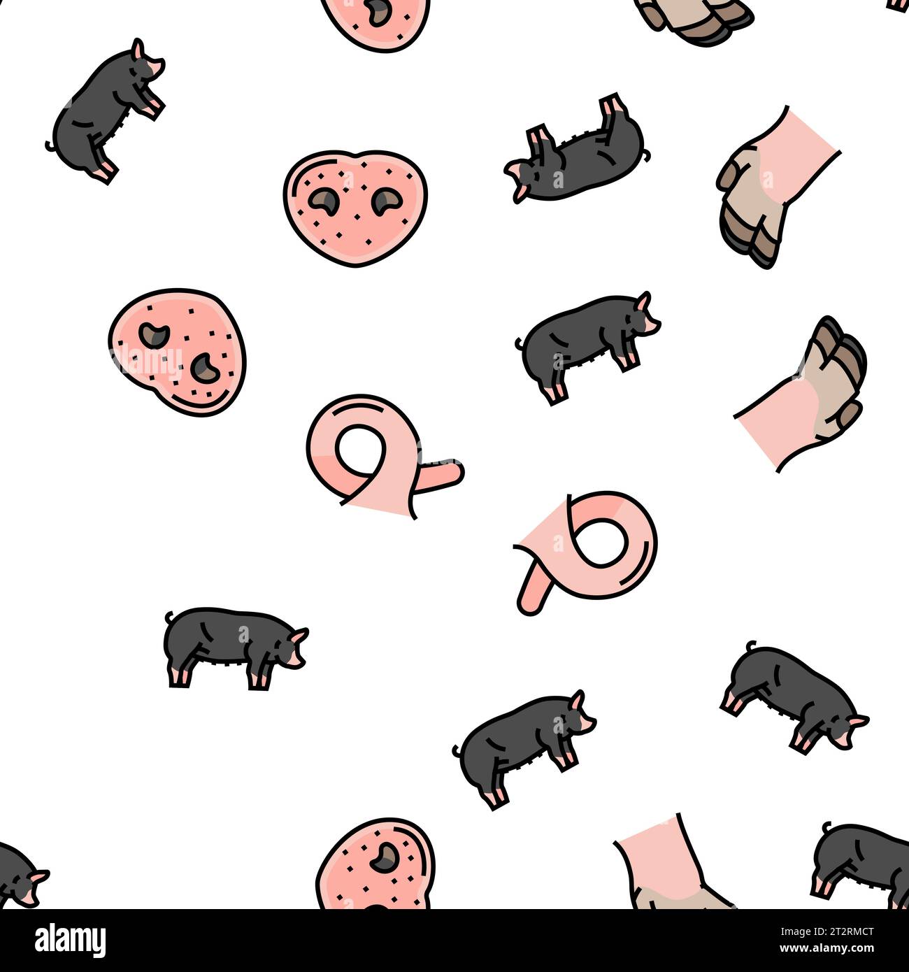 pork pig farm animal piglet hog vector seamless pattern Stock Vector ...