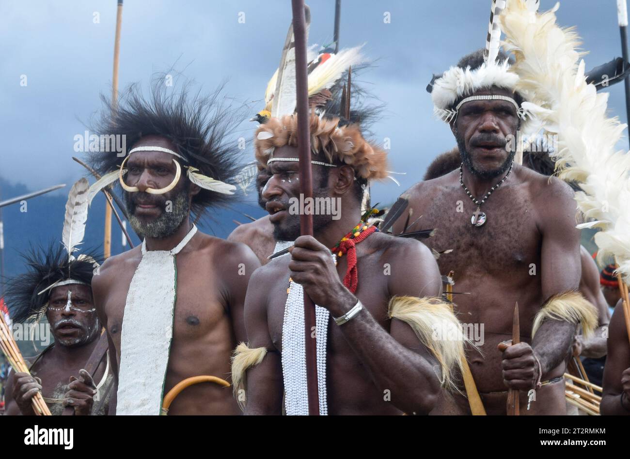 Warriors of the Dani Tribe at Baliem valley Stock Photo