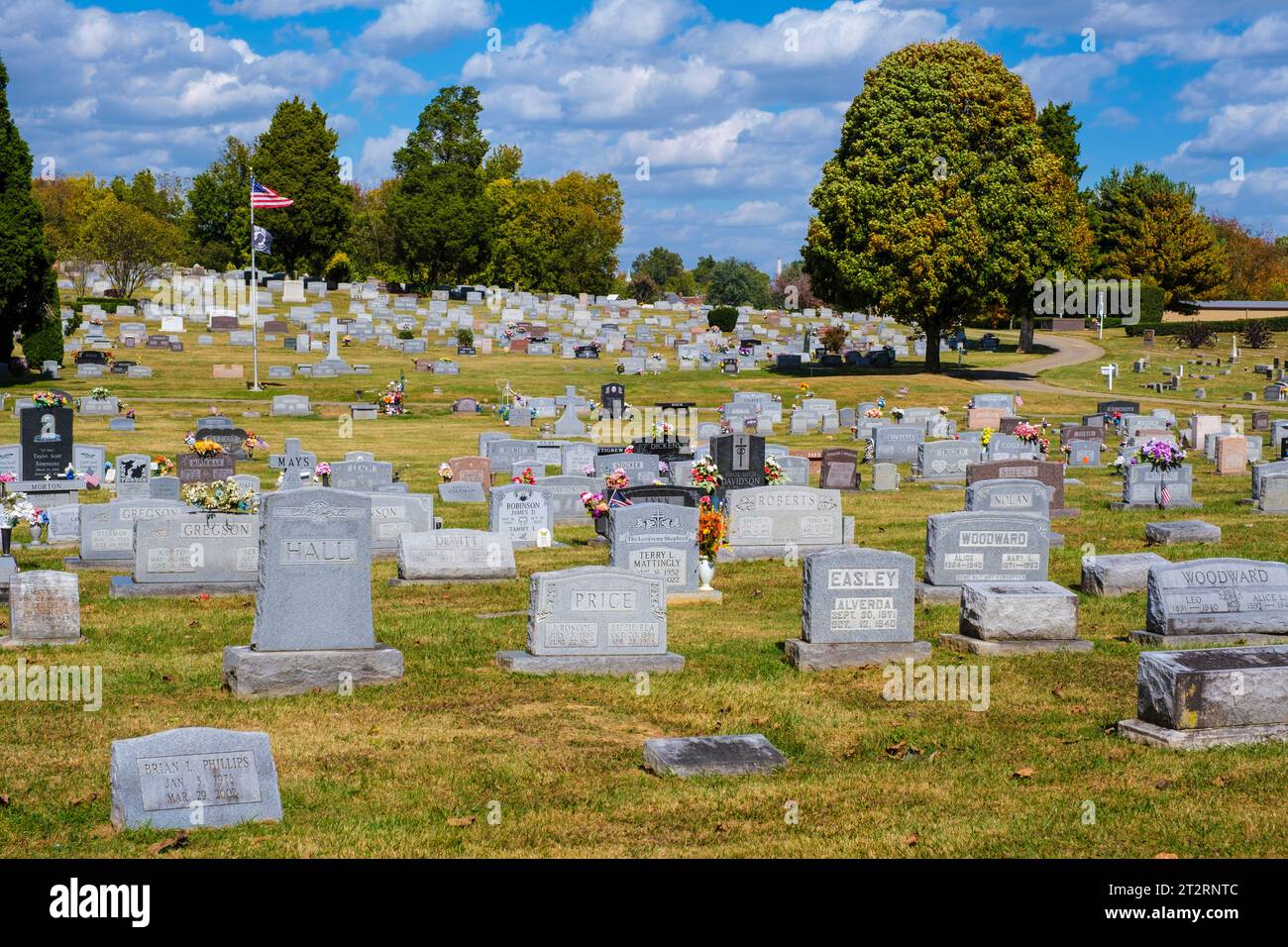 A Protestant American Cemetery, Elmwood Cemetery, Owensboro, Kentucky. Stock Photo