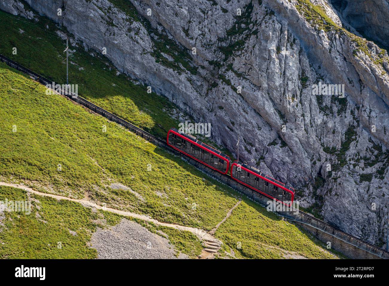 Pilatus Railway at the entrance to the Pilatus Kulm mountain station in