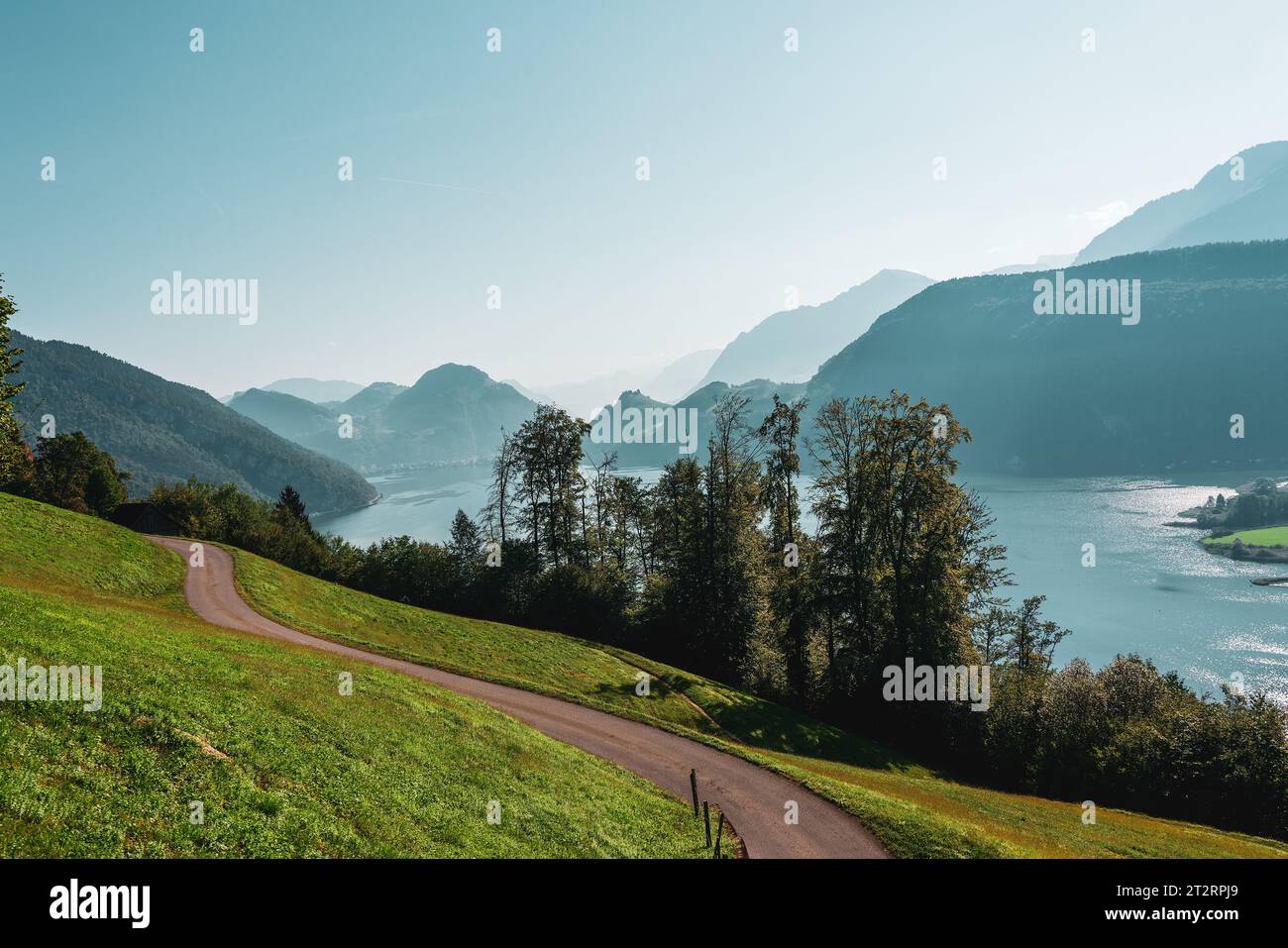 Panoramic view of Lake Lucerne in Switzerland. Stock Photo